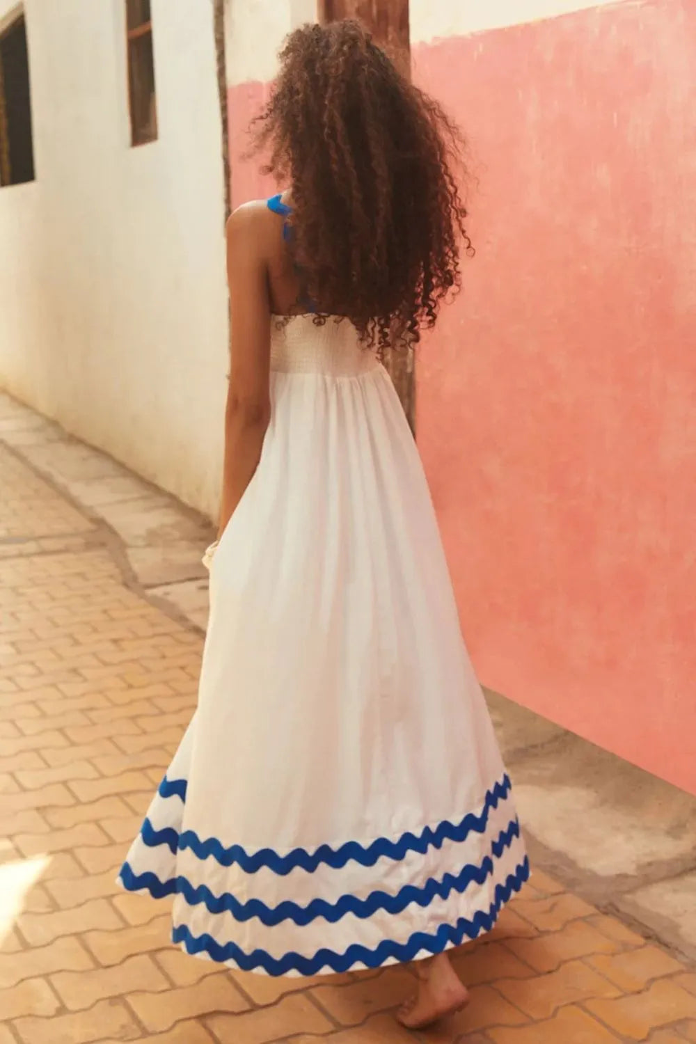 Square neck wide strap dress back view