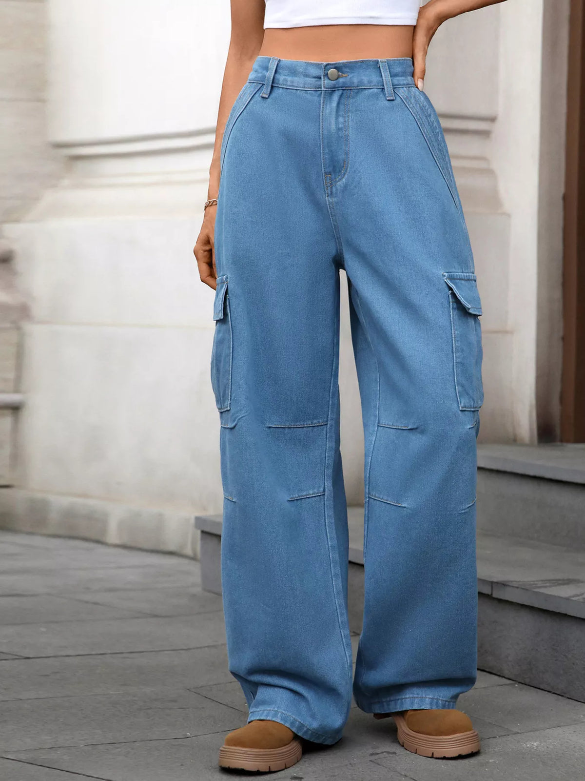 Relaxed Fit Cargo Jeans, view 13