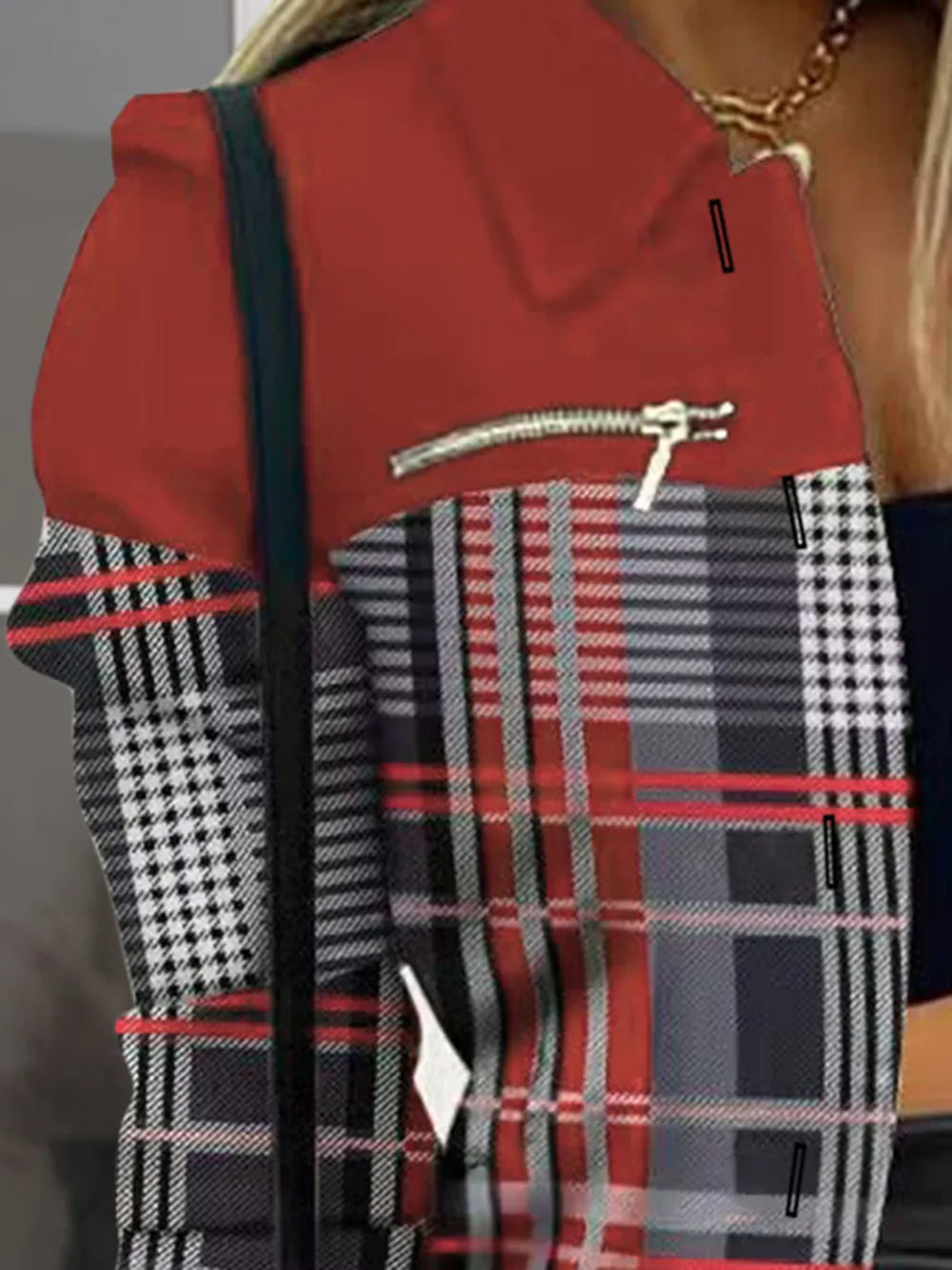 Printed Button Up Zip Detail Shacket - Fashorio
