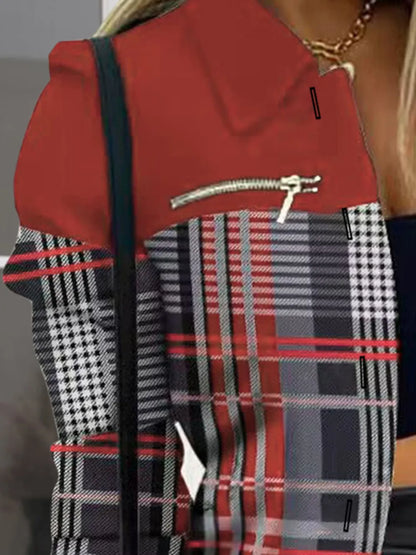 Printed Button Up Zip Detail Shacket - Fashorio