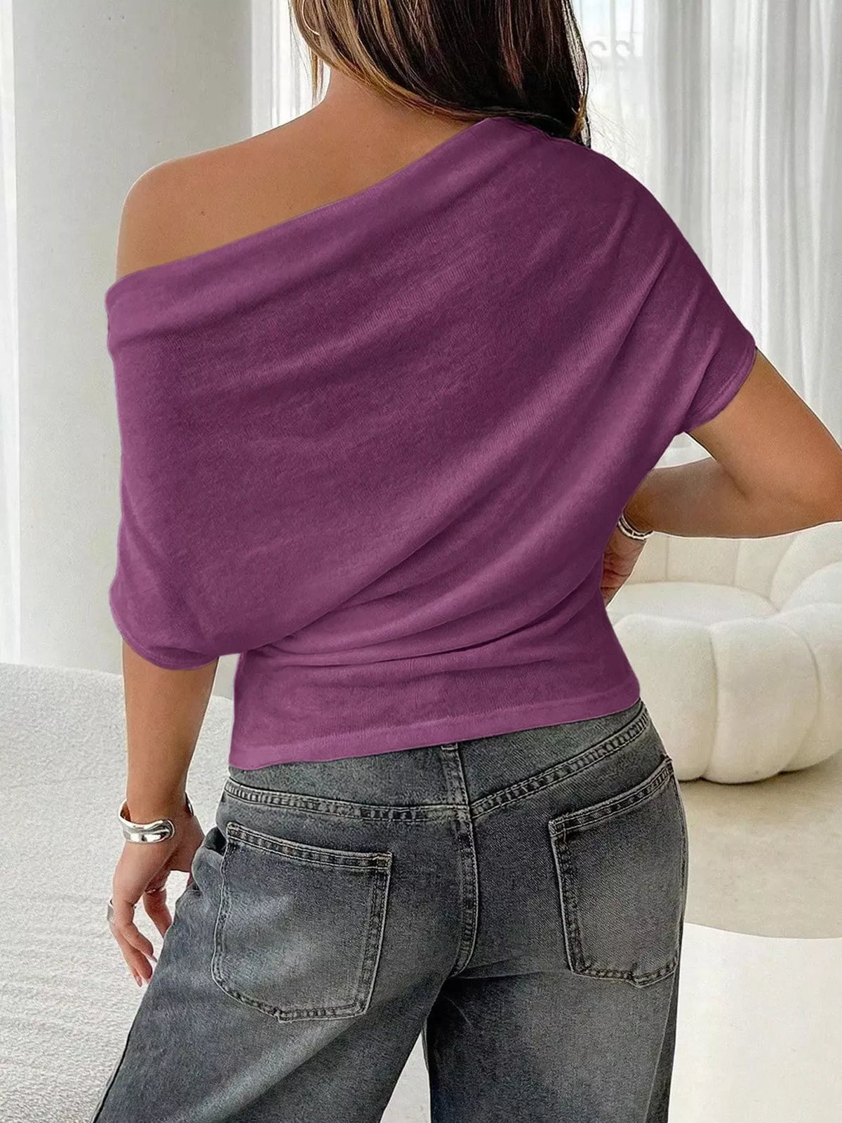 Styled off shoulder top look