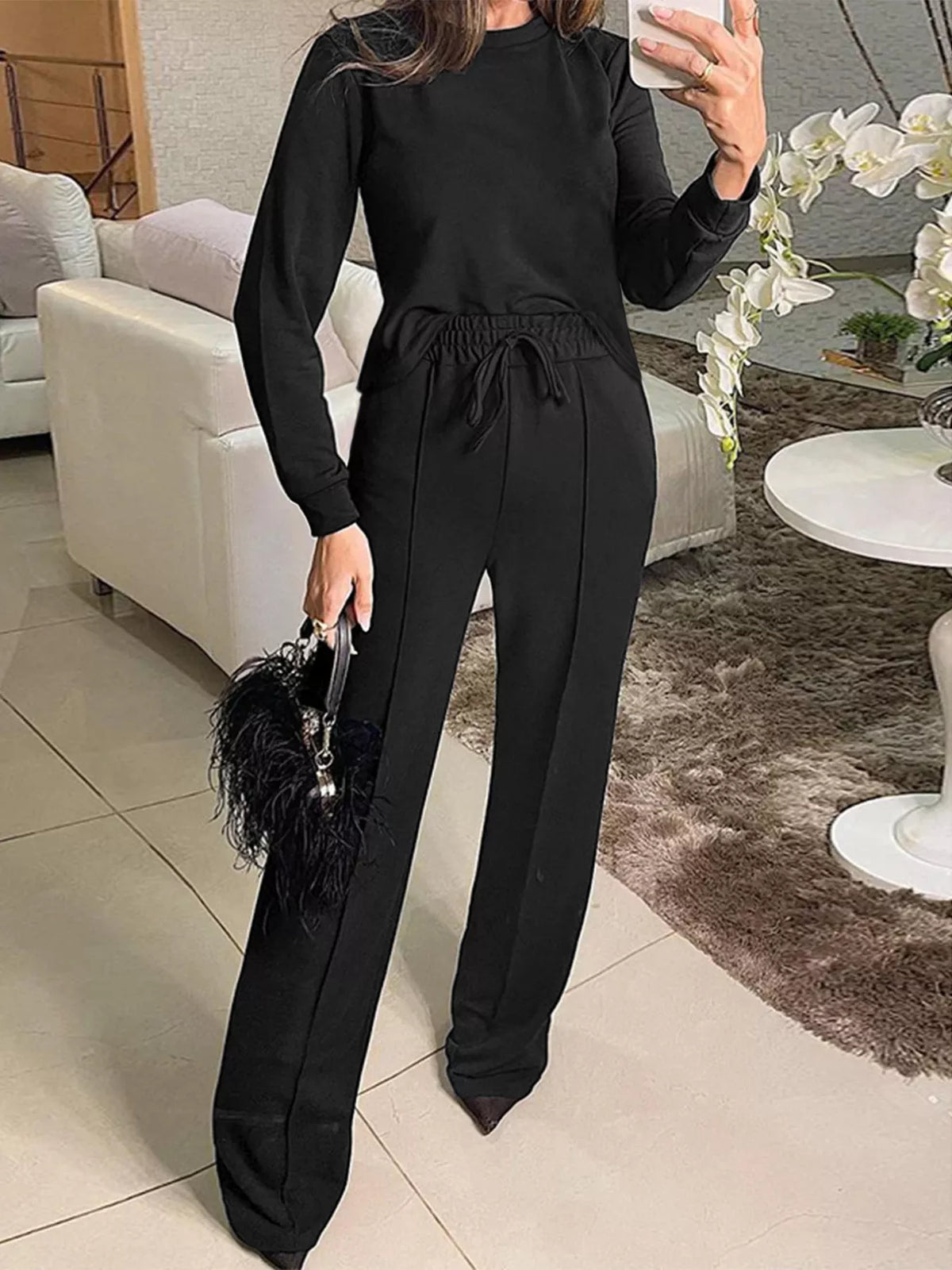 Long sleeve two piece pants set side view