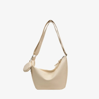 PU Leather Crossbody Bag with Small Purse Ivory One Size - Fashorio