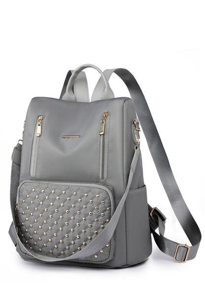 Zipper Pocket Beaded Backpack - Fashorio