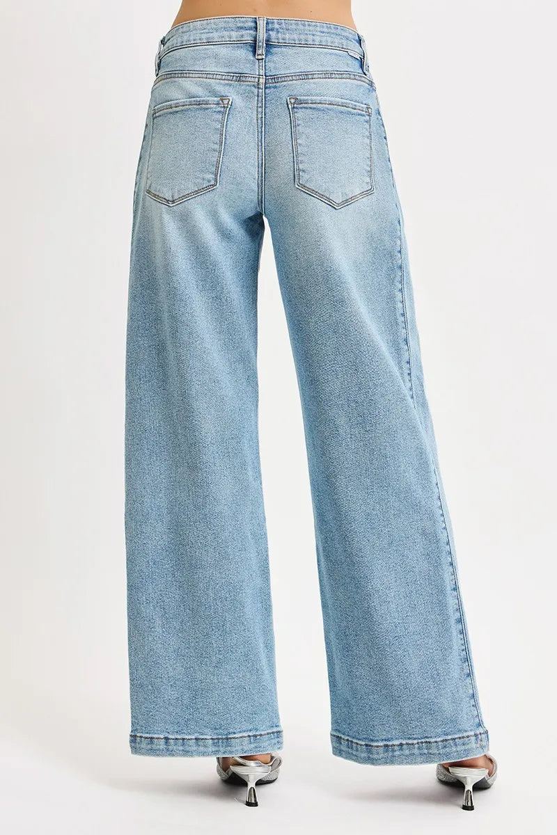 RISEN barrel leg jeans fabric texture close up