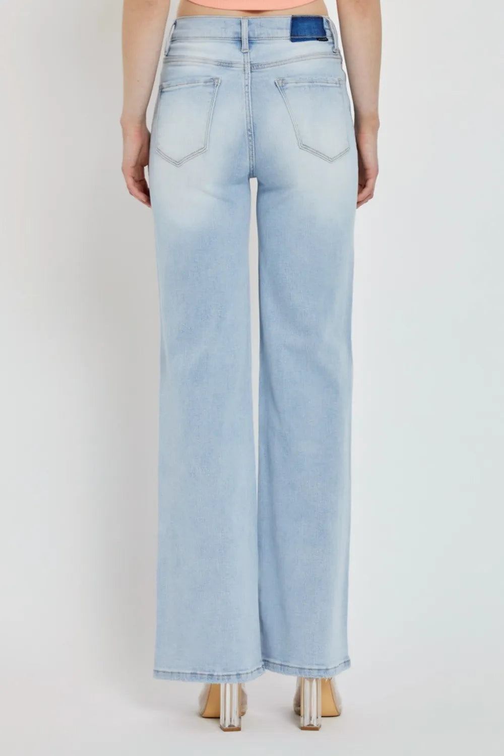 RISEN Full Size Wide Leg V Dipped Front Waist Jeans - Fashorio