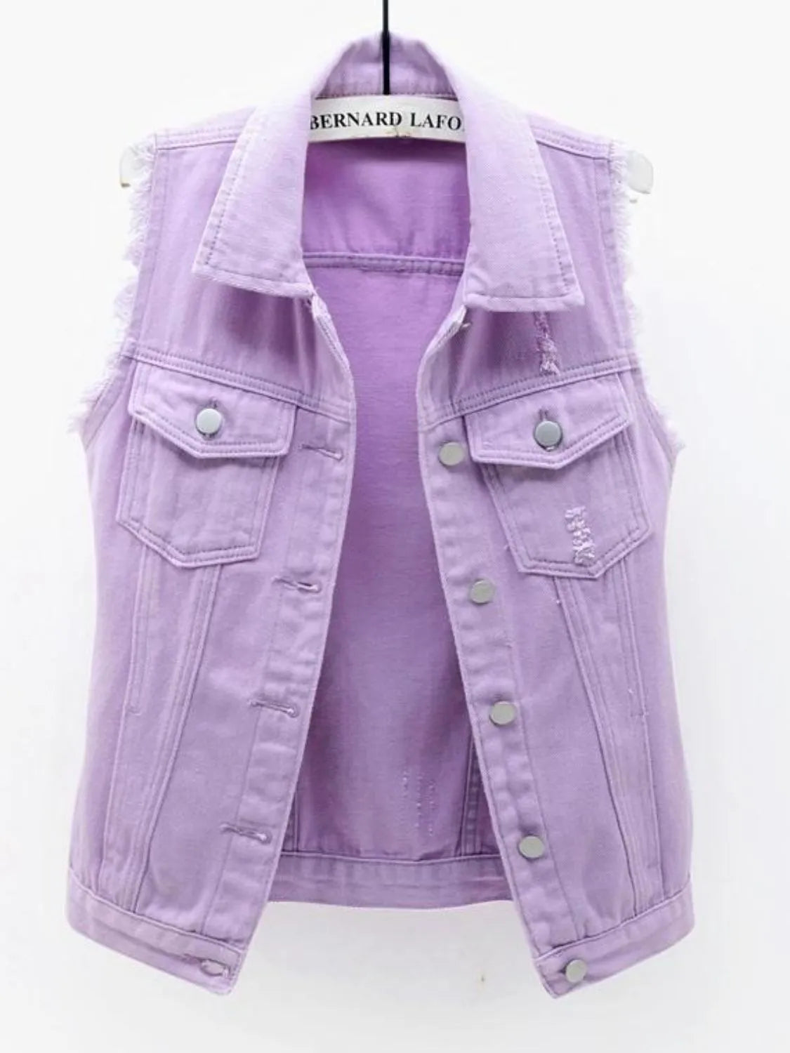 Frayed Denim Vest Plus Size in Blush Pink styled look
