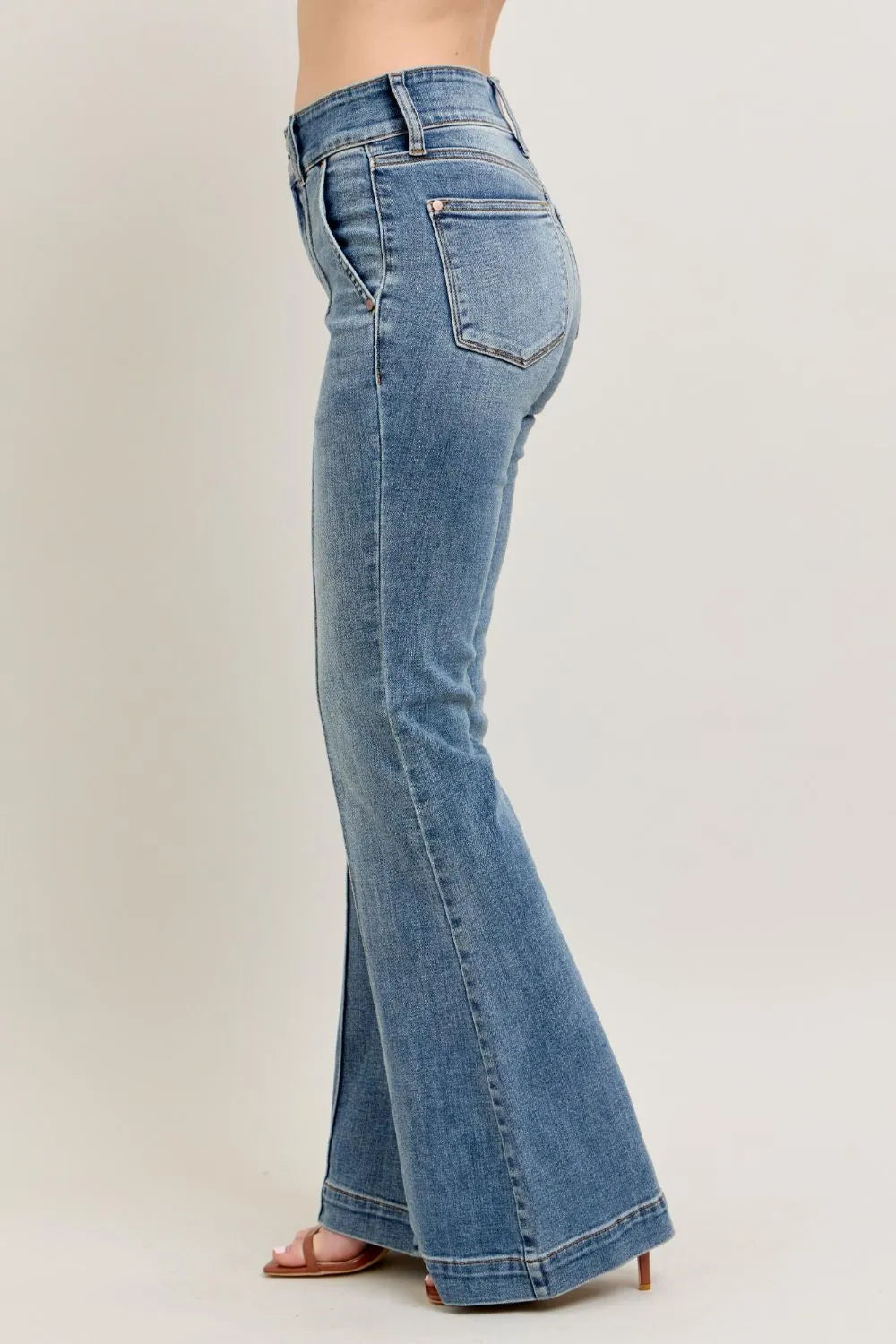 Judy Blue Full Size High-Waist Flare Denim Jeans with Front Seam Detail Plus Size - Fashorio