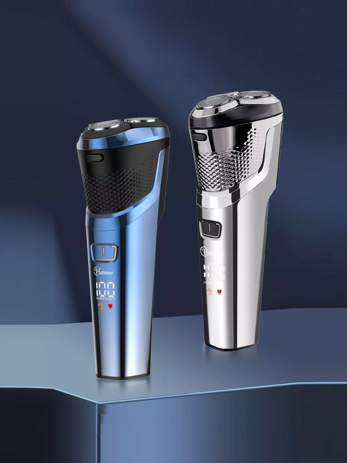 Rotary shaver floating heads close up