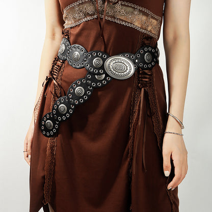 Oval PU Belt Black One Size - Fashorio