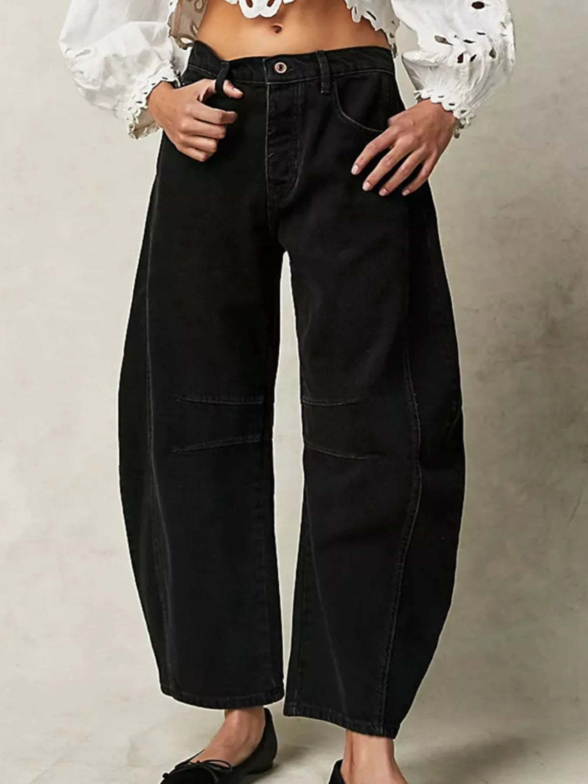 Wide Leg Relaxed Fit Denim Jeans, view 7