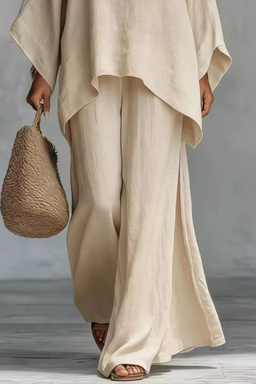 Wide leg pants set silhouette detail