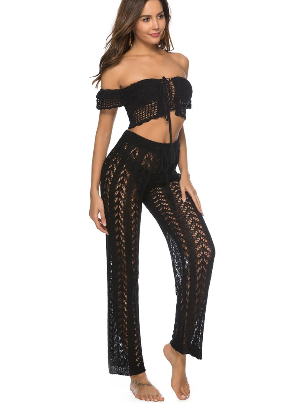 Cutout Drawstring High Waist Swim Pants - Fashorio