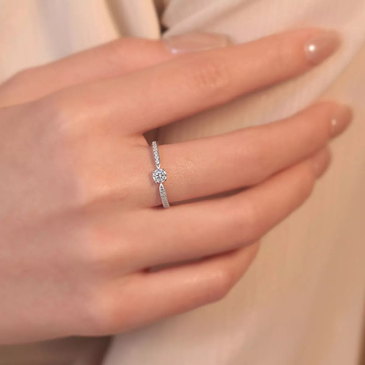Side profile showing the adjustable sterling silver band