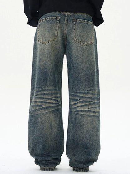 Men's Full Size Washed Wide Leg Relaxed Fit Jeans Plus Size - Fashorio