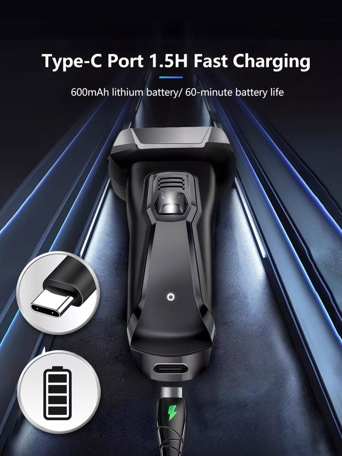 Waterproof electric shaver held in hand