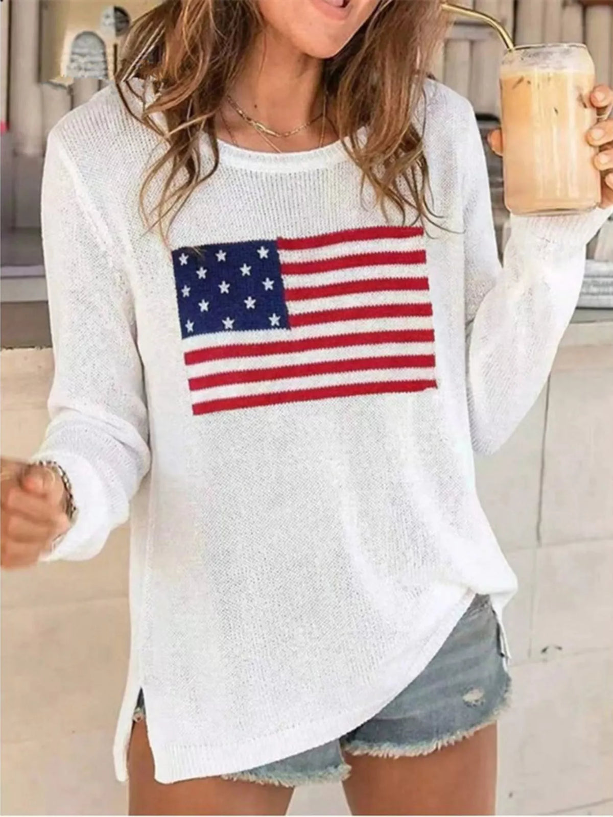 American Flag Ribbed Sweater