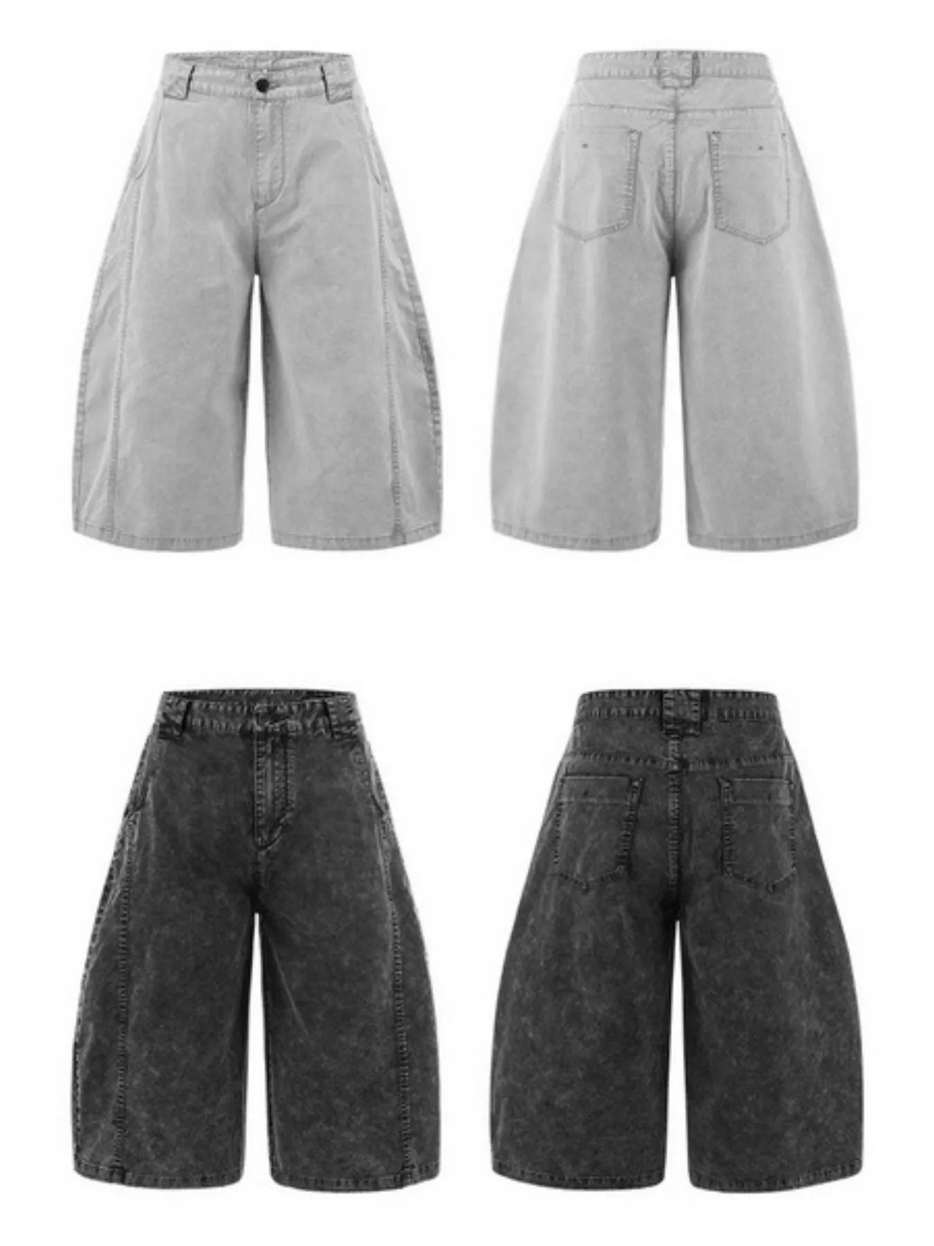 Men's Washed Wide Leg Denim Shorts - Fashorio