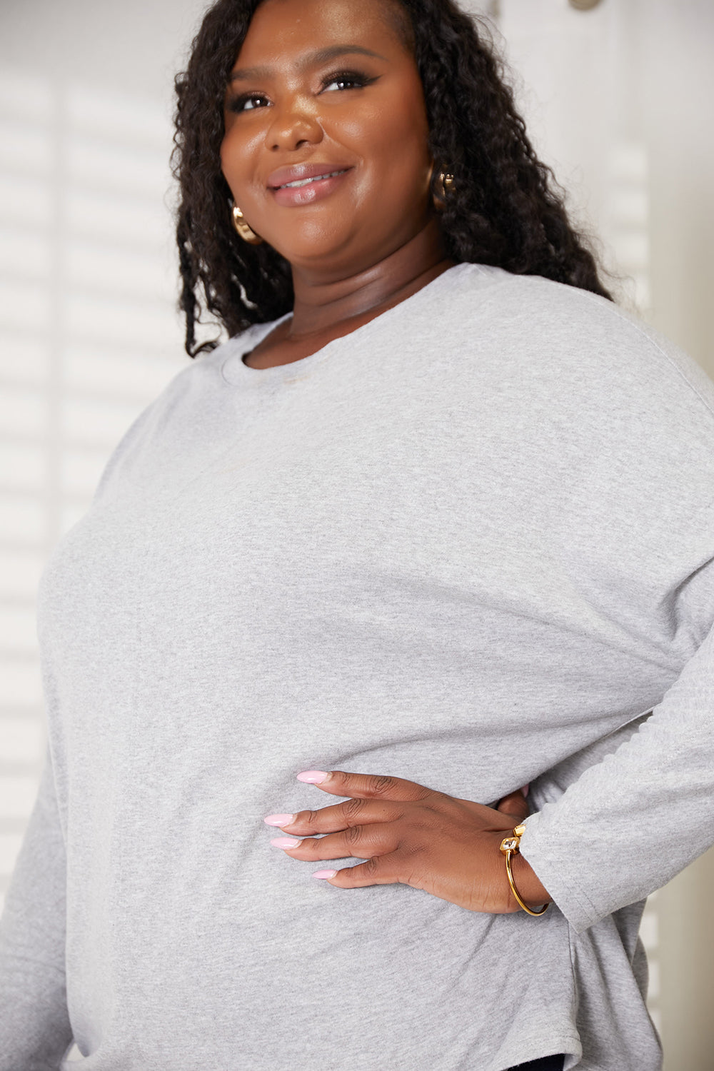 Seam detail long sleeve top styled