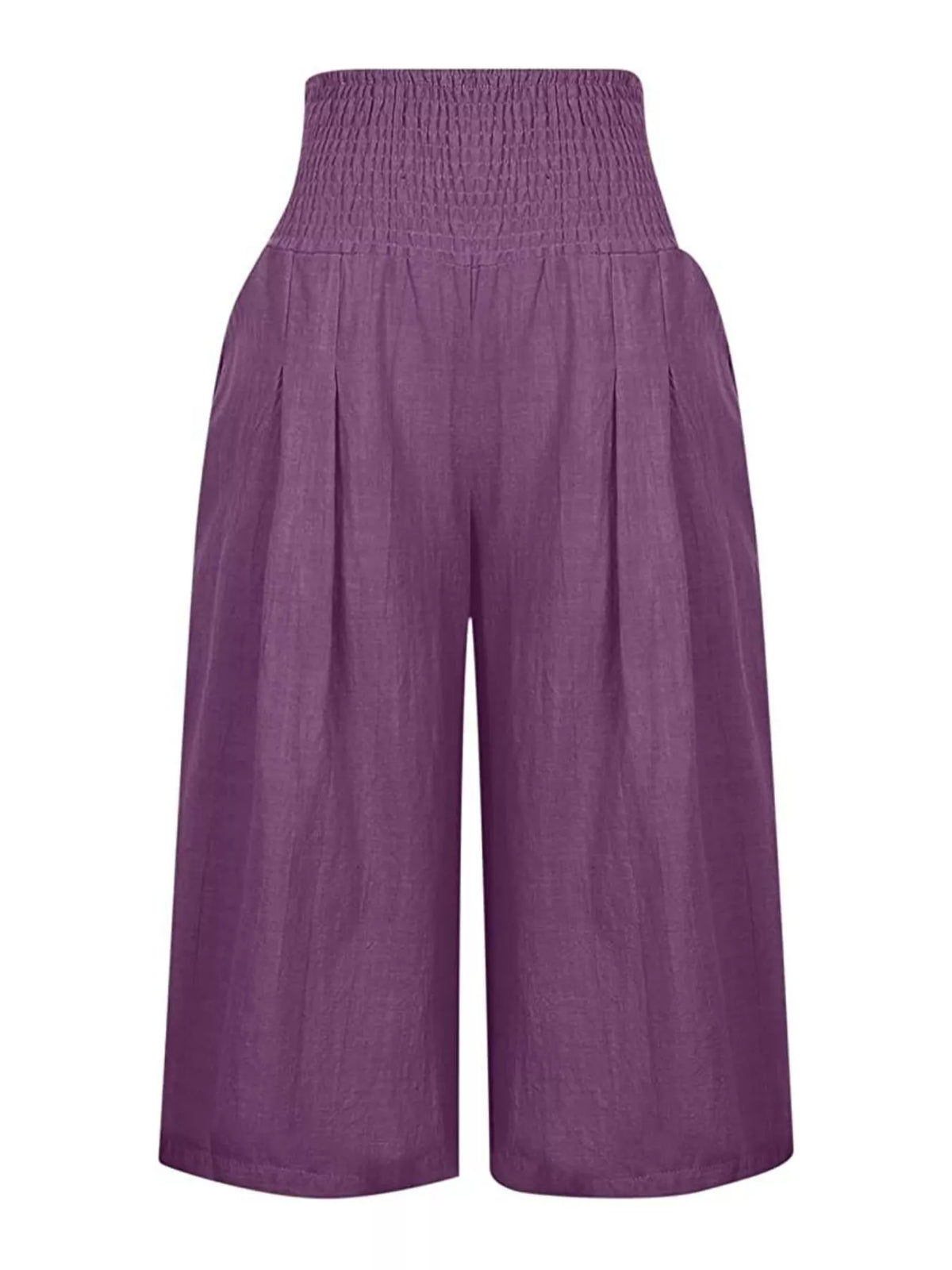Smocked capri pants shown in dark blue
