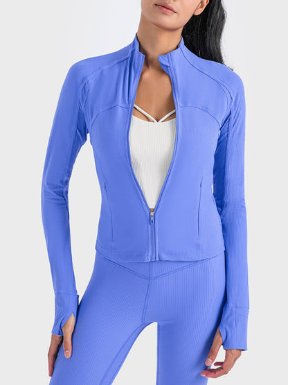 Millennia Zip-Up Long Sleeve Sports Jacket Cobalt Blue - Fashorio