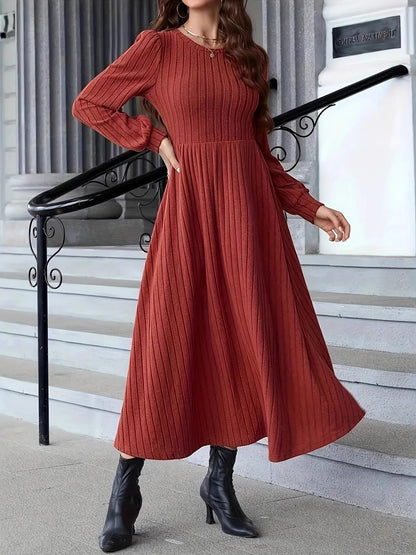 Ribbed Long Sleeve Sweater Dress - Fashorio