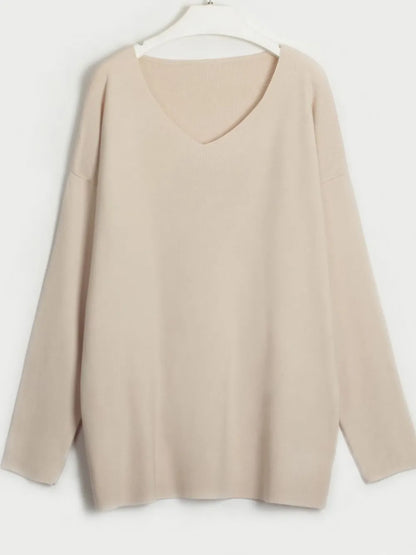 V-Neck Long Sleeve Top and Drawstring Pants Sweater Set - Fashorio