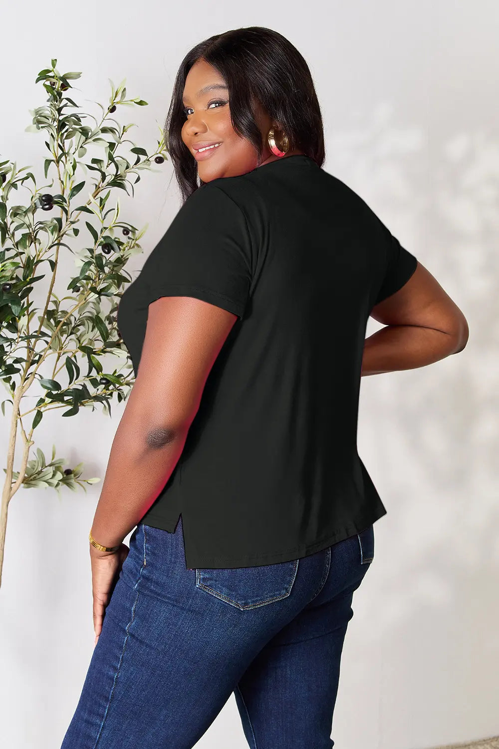 Plus size round neck tee royal blue colorway