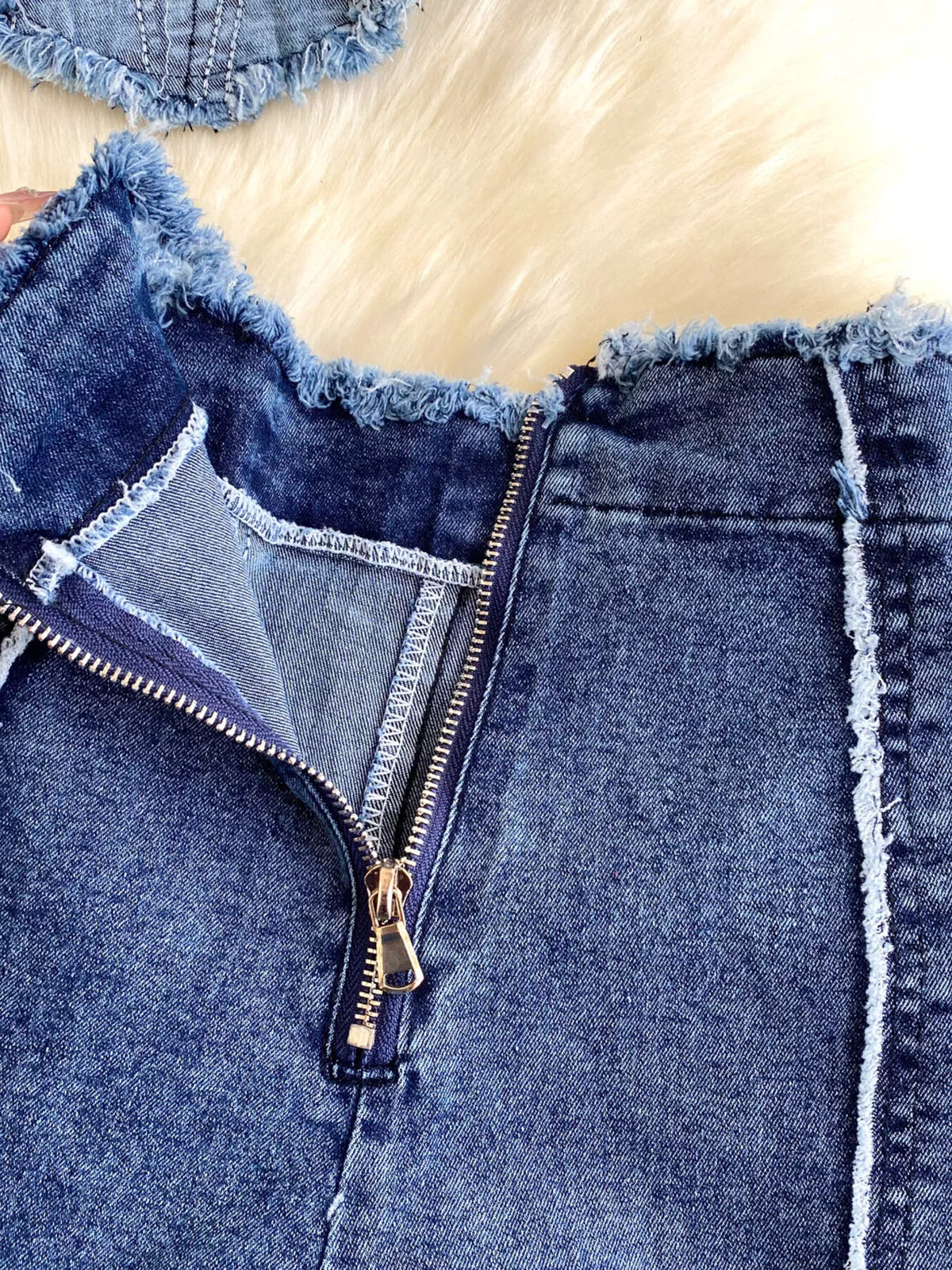 High rise flare jeans denim set detail