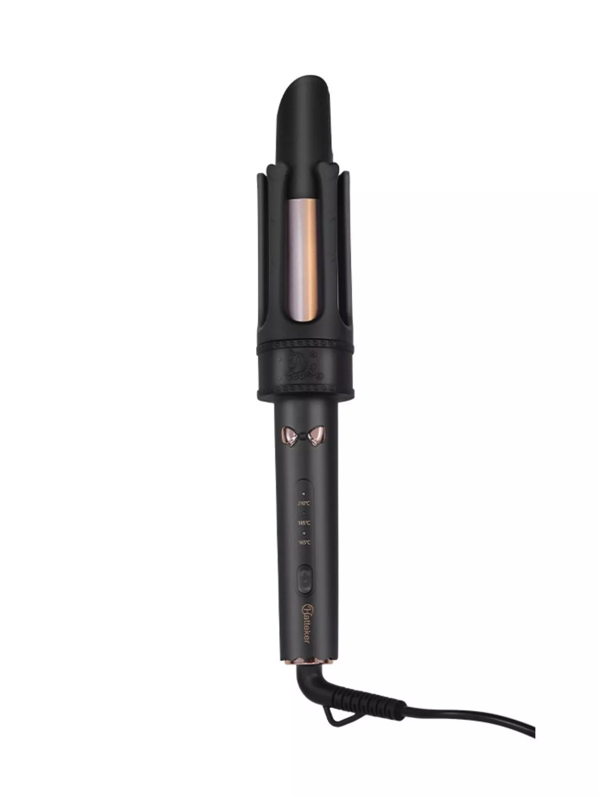 Curling iron wrapping a strand of hair