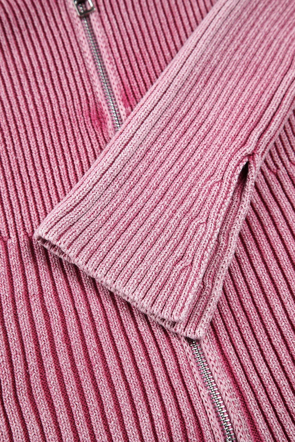 Double Take Ribbed Off-Shoulder Zip Up Long Sleeve Cardigan - Fashorio