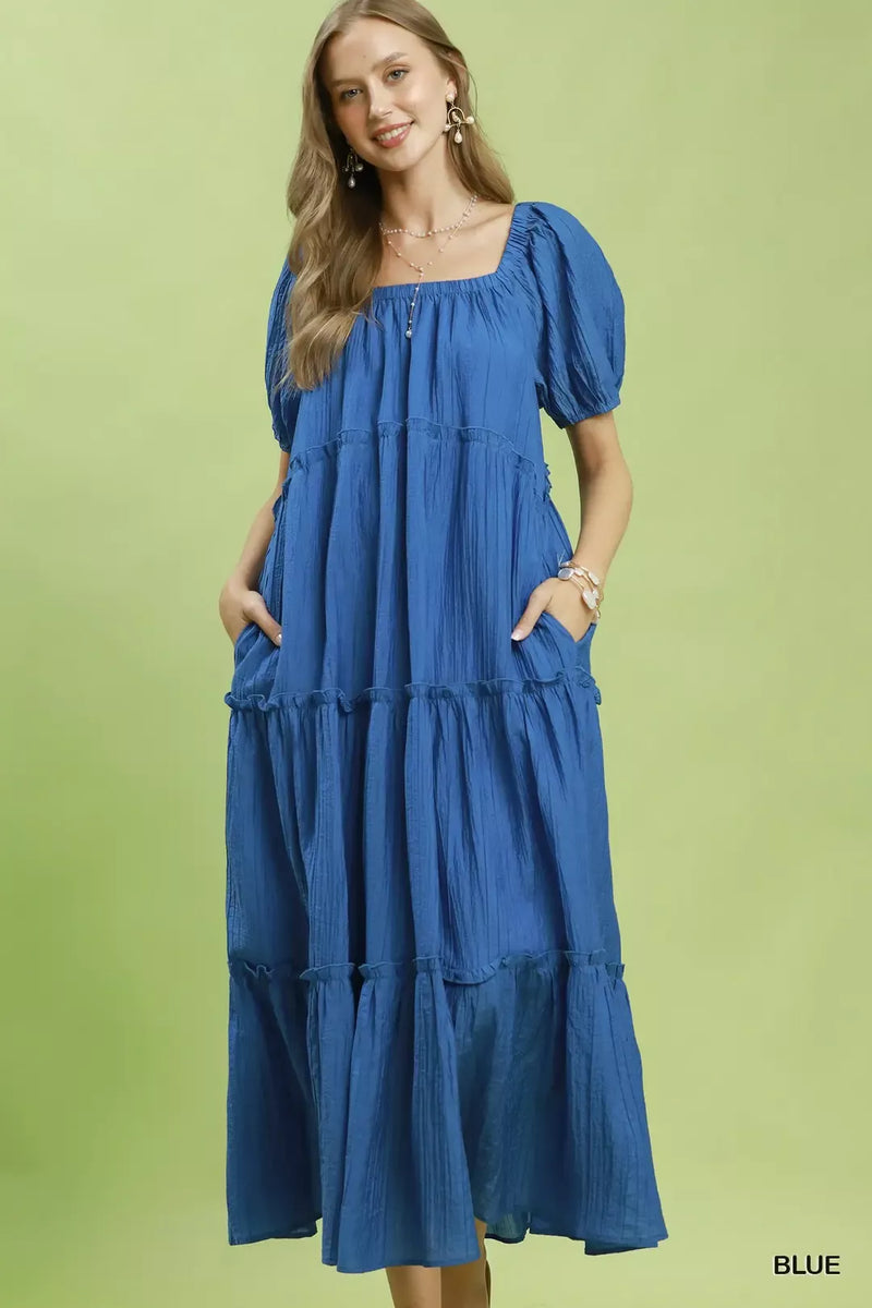 Textured Tiered Midi Dress