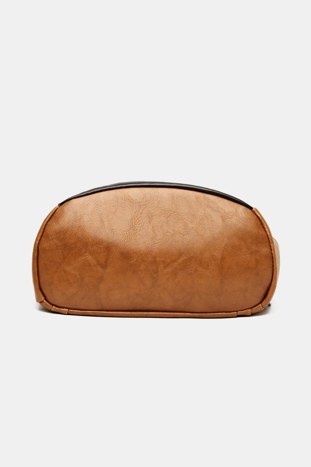 Faux leather backpack shoulder strap detail