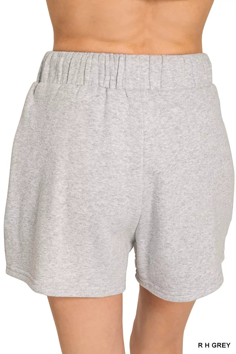 Zenana Fleece Long Sleeve Sweatshirts & Shorts Set - Fashorio