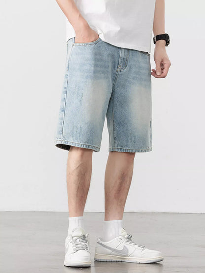 Men's Washed Relaxed Fit Denim Shorts - Fashorio