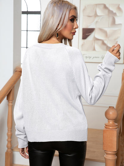Cable-Knit Long Sleeve Sweater - Fashorio