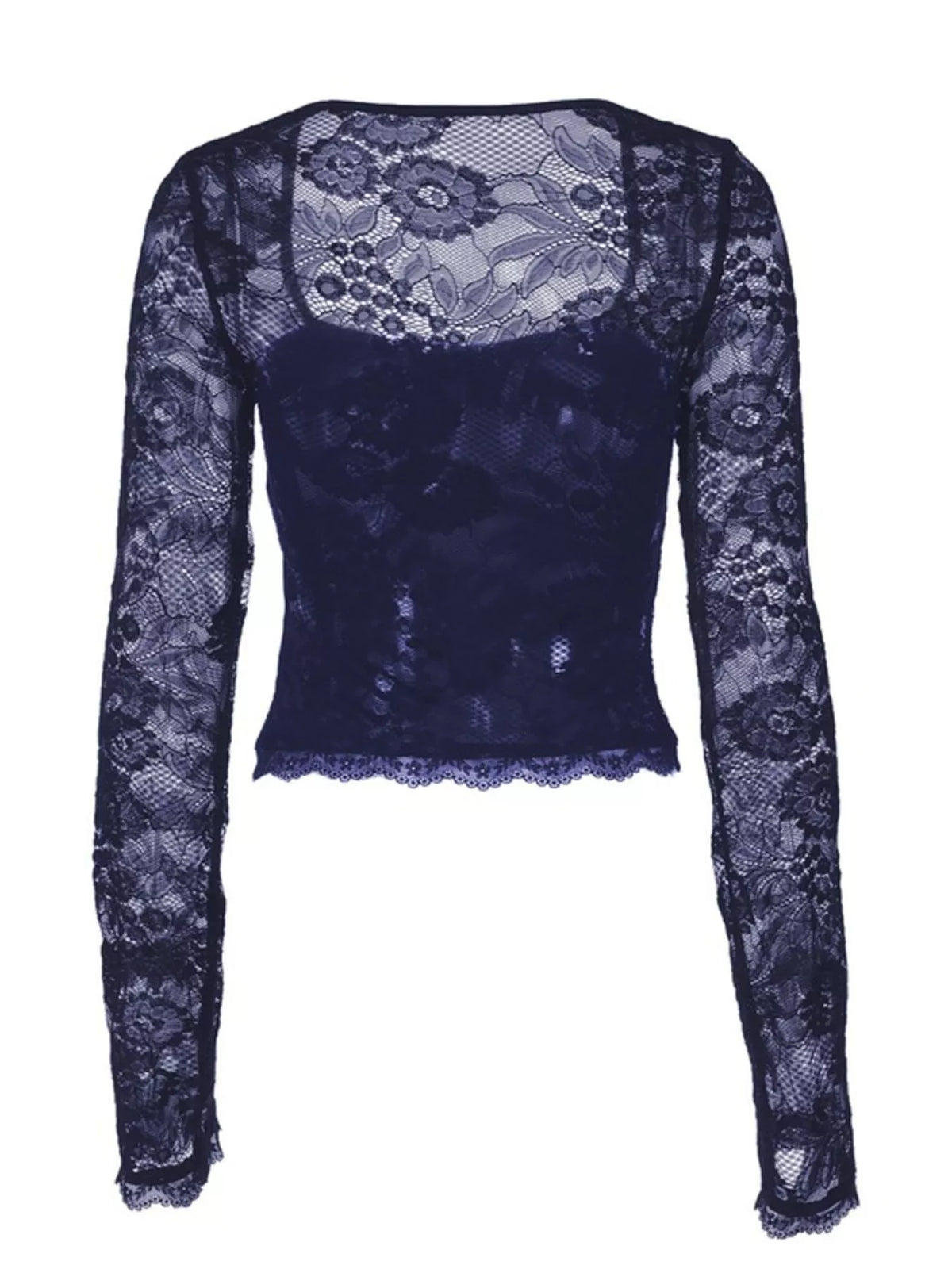 Close view of the sleeve seam on the sheer top