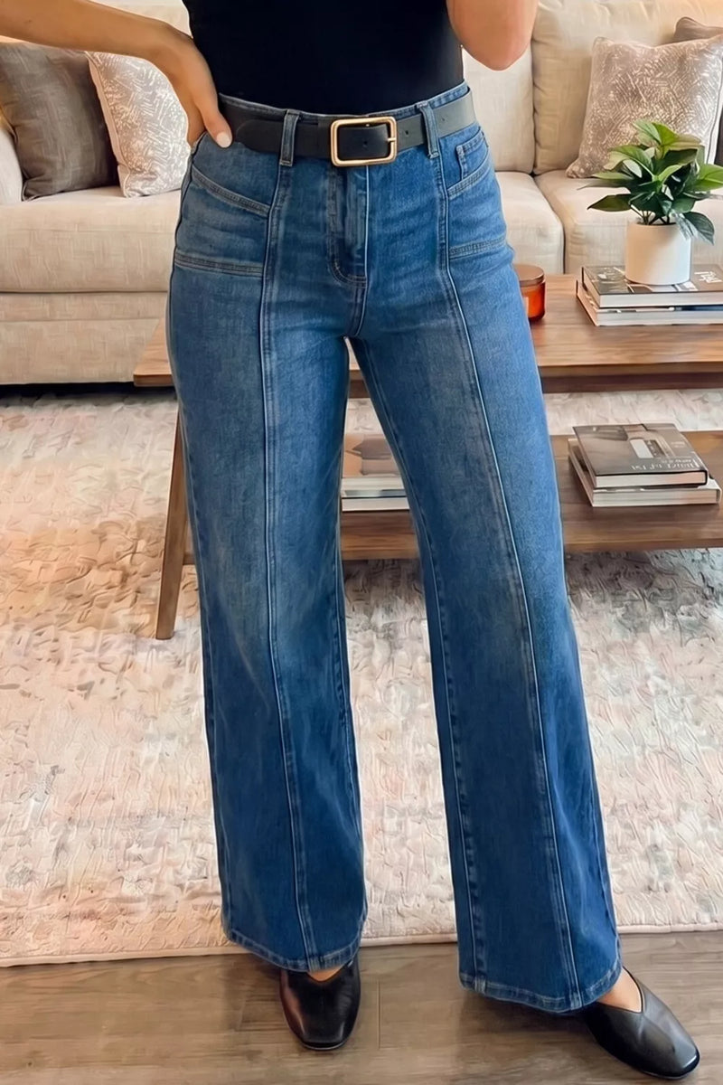 Seam detail straight leg jeans front view
