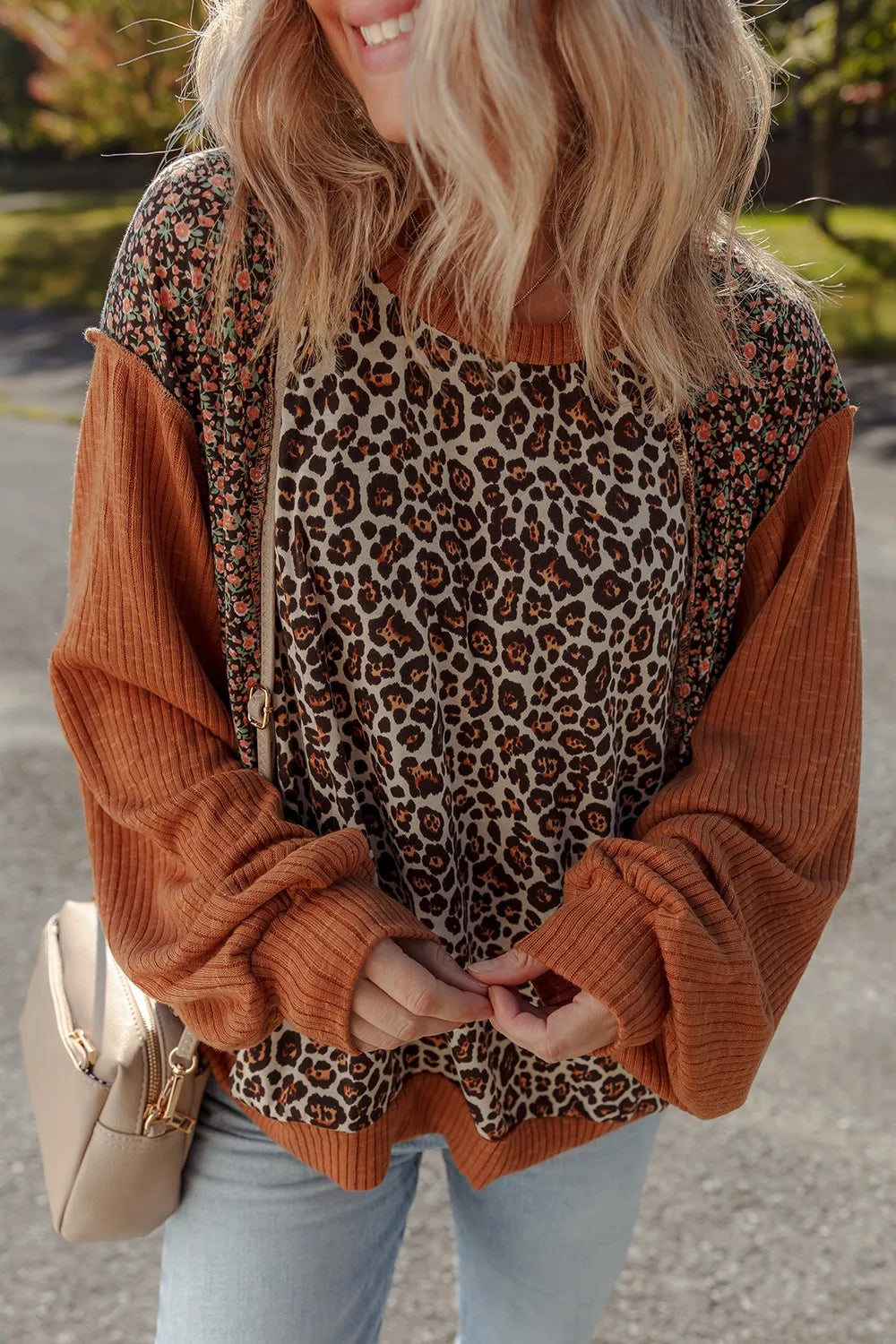 Leopard Print Long Sleeve Sweatshirt - Fashorio