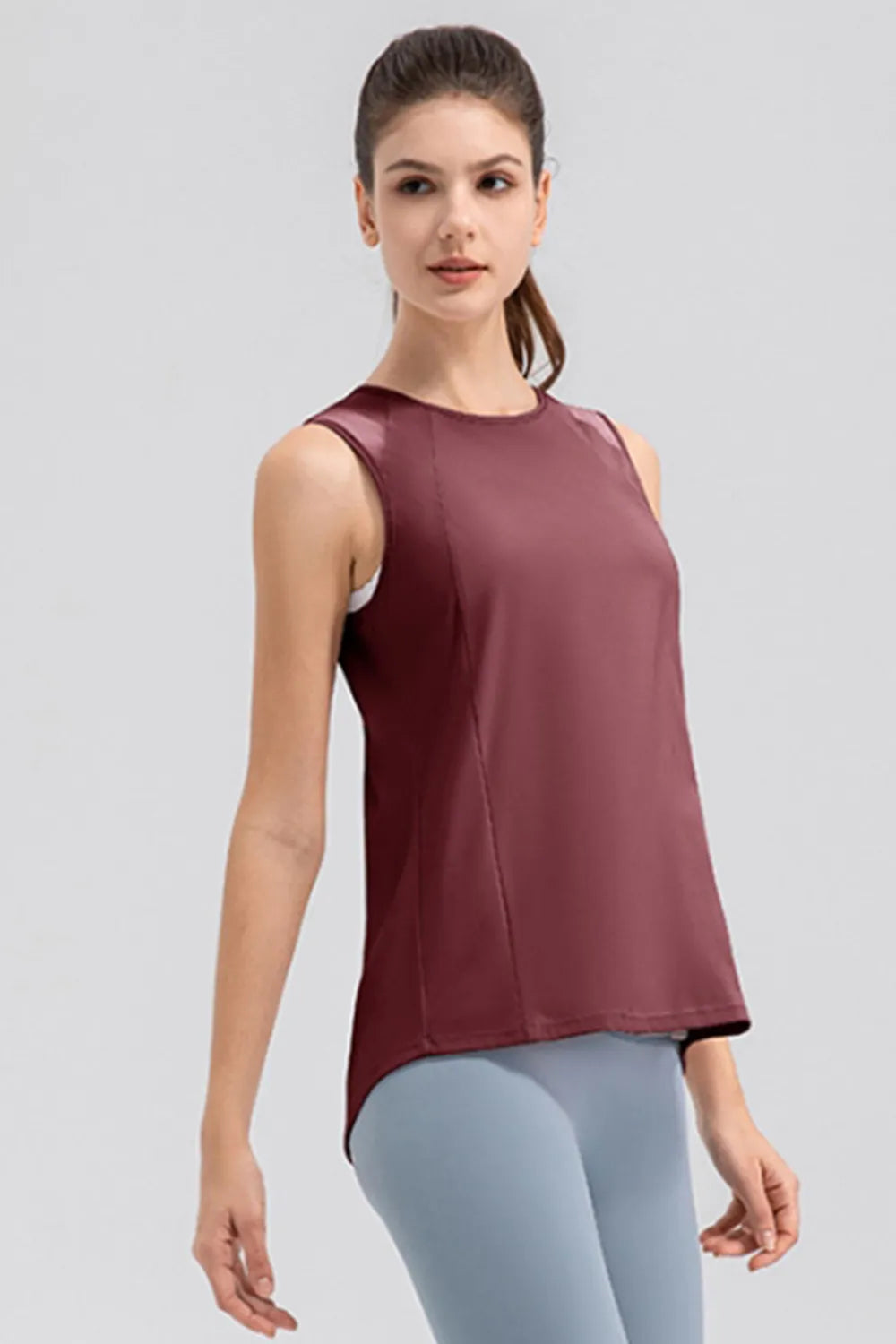 Round Neck Wide Strap Active Tank back detail 14