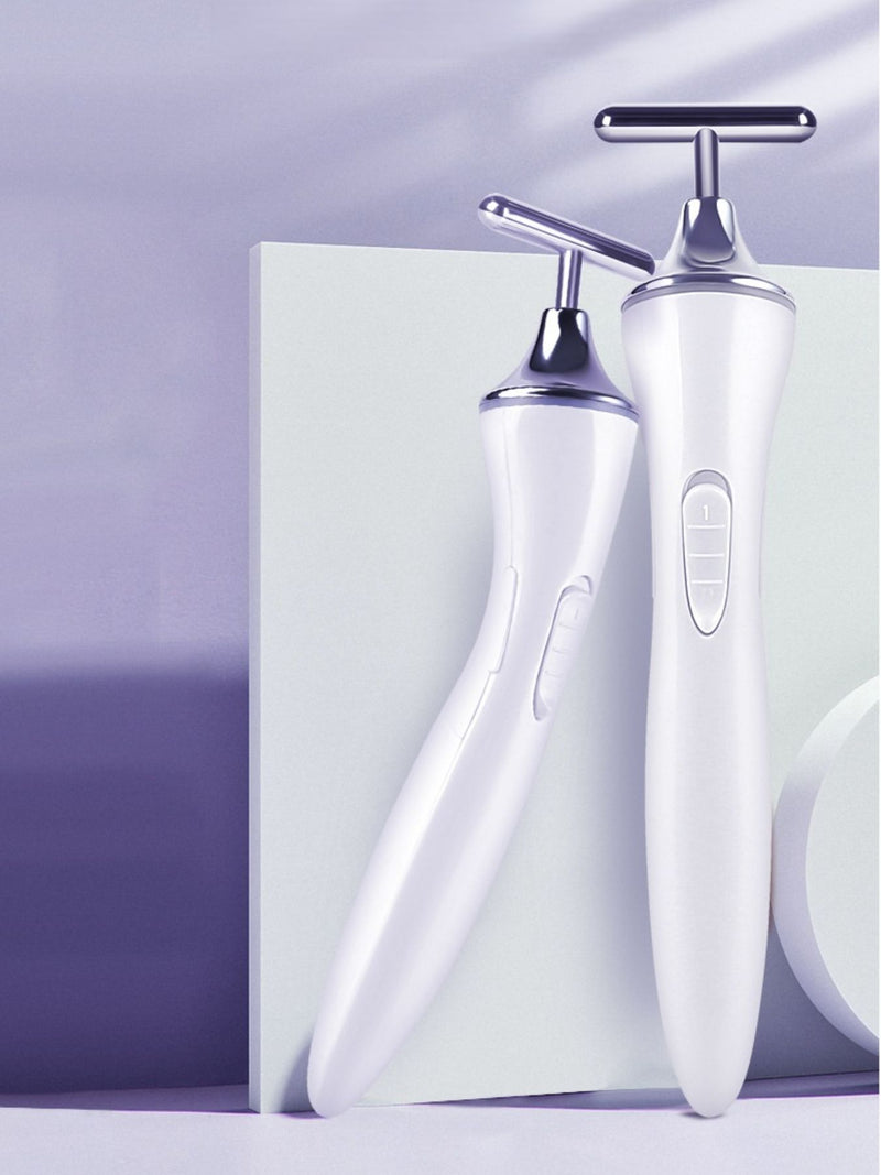 White T shape microcurrent facial massager