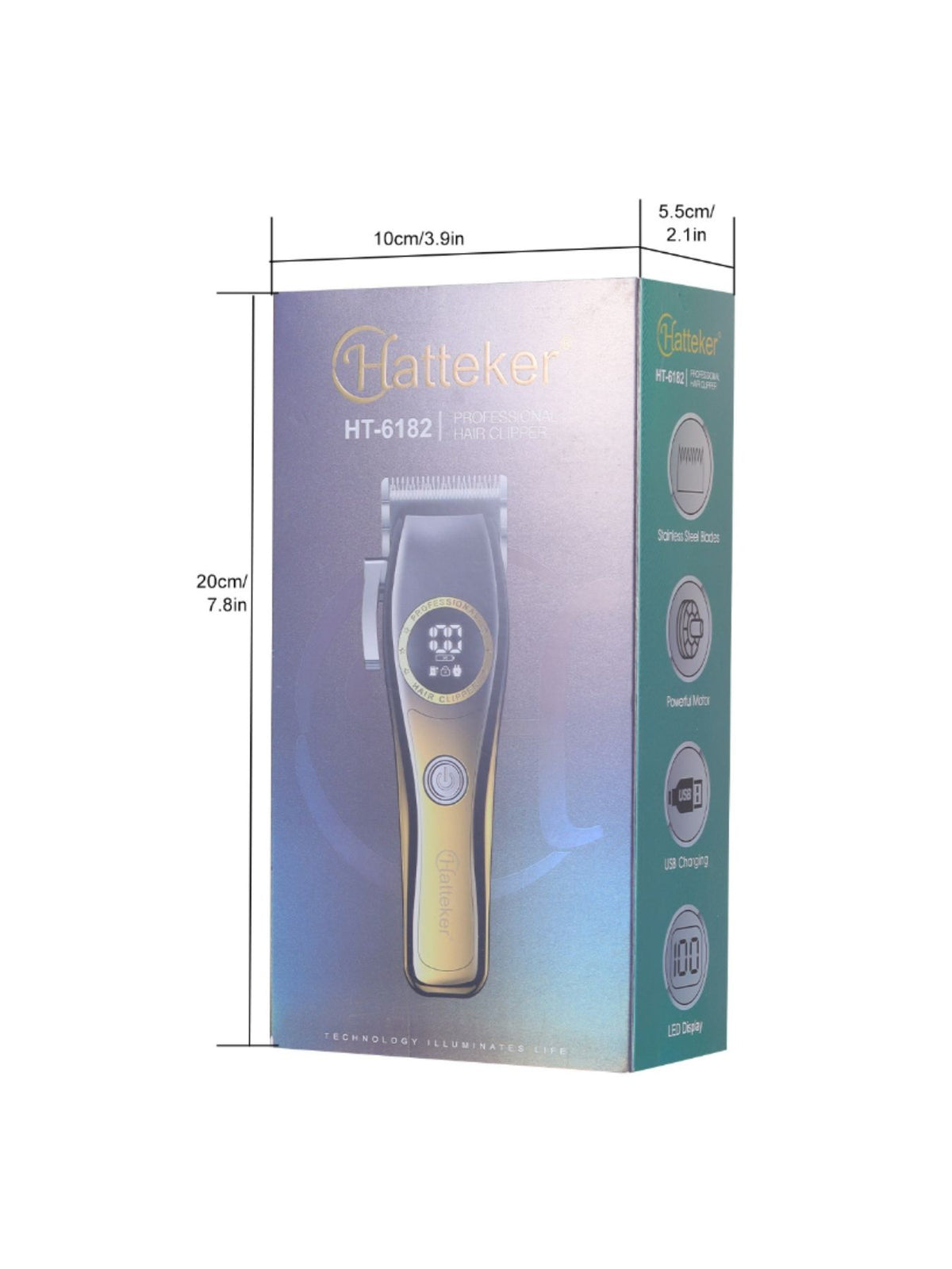 Cordless hair clipper top view