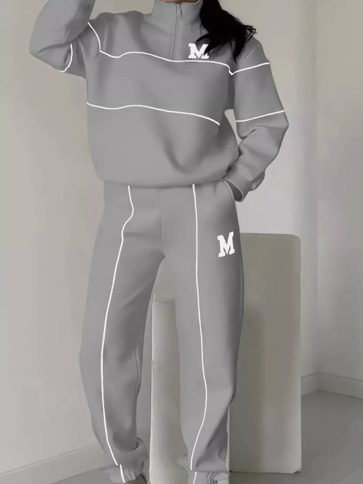 Striped quarter zip set alternate shade