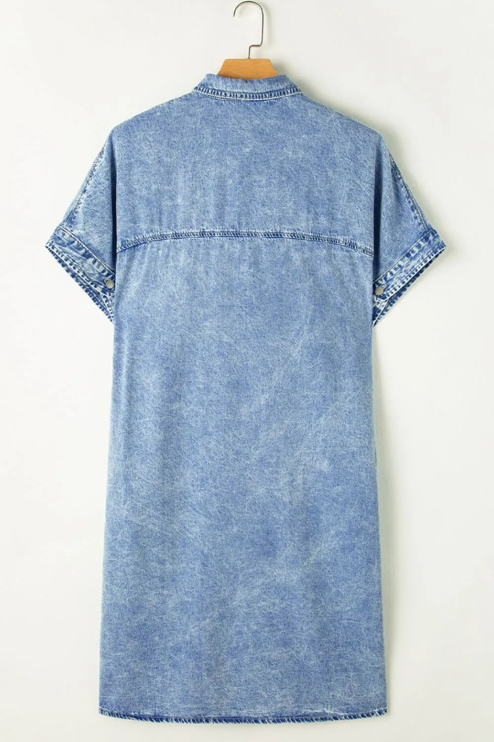Oversized Button Down Denim Shirt Dress - Fashorio