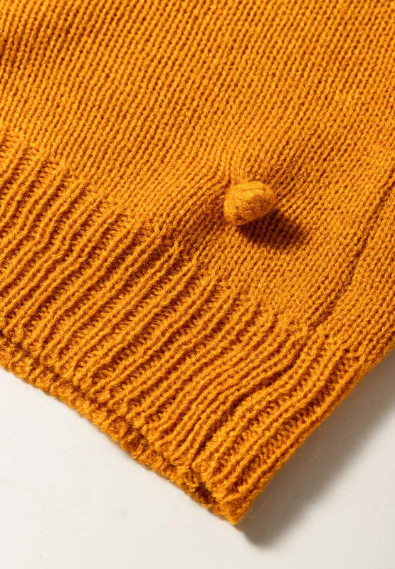 Pompom Color Block Open Front Cardigan - Fashorio