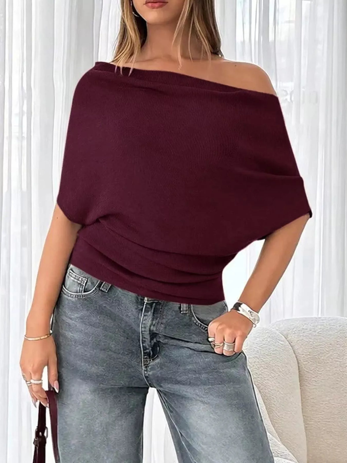 Styled off shoulder top look