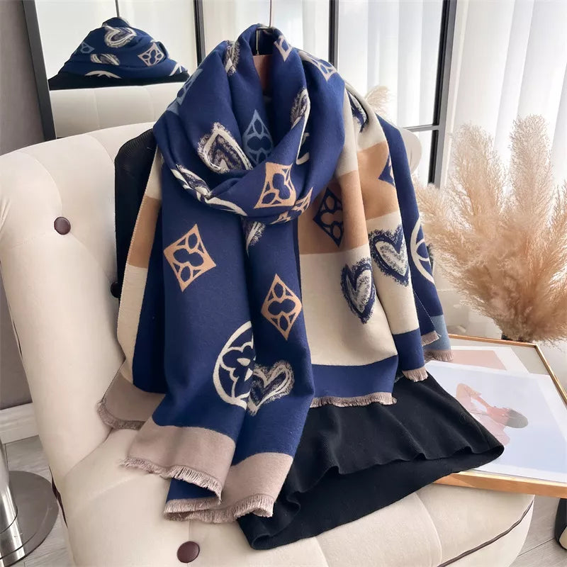 Raw hem draped scarf in soft polyester