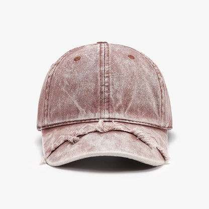 Fringe Adjustable Cotton Baseball Cap Dusty Pink One Size - Fashorio