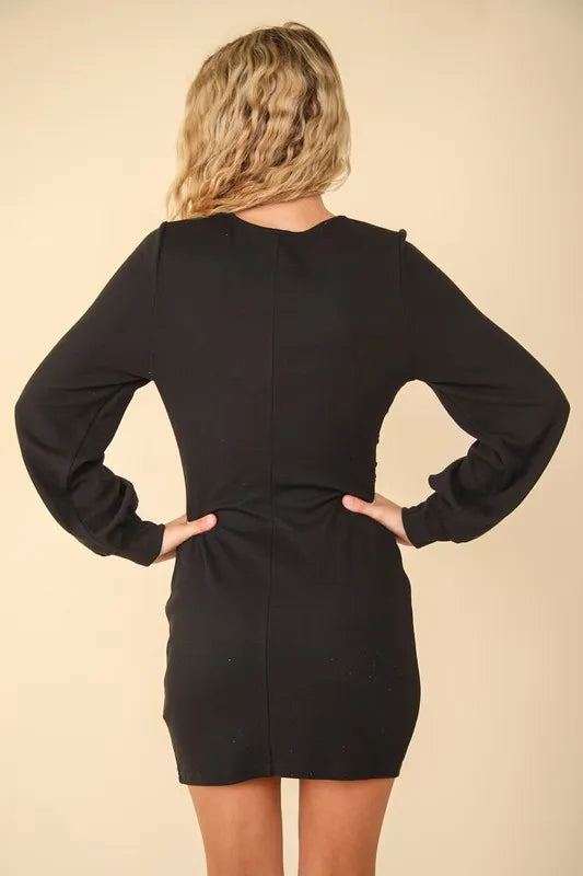 Ruched Detail Bodycon Mini Dress back view