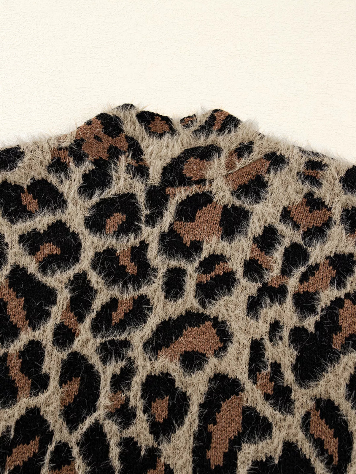 Leopard open front cardigan, layered outfit